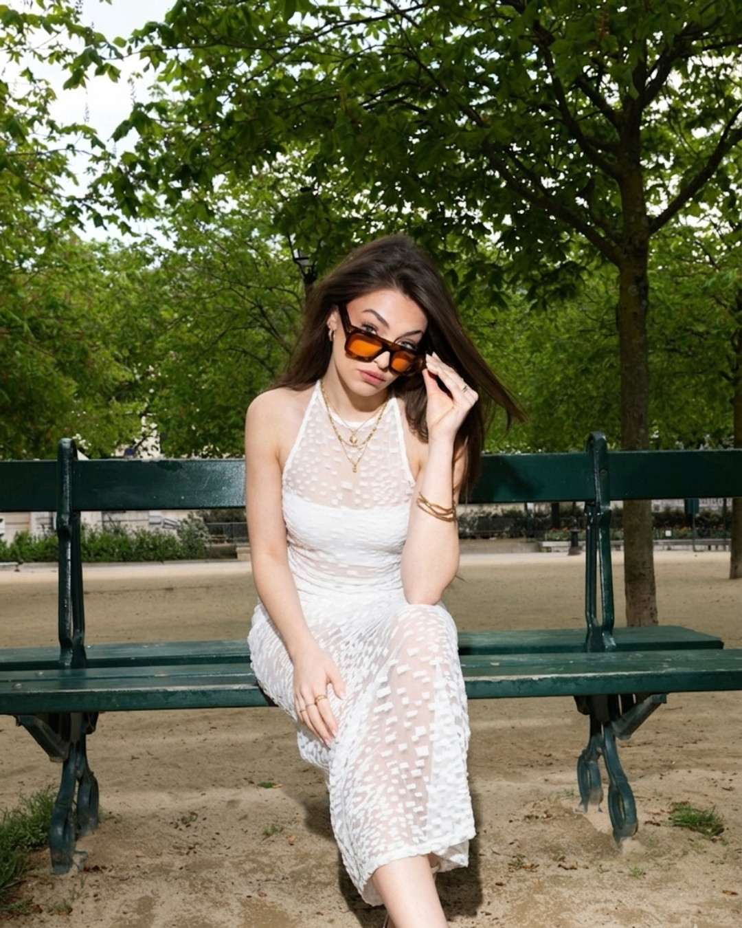 Sheer Maxi Slip Dress in Velvet Flocked Tulle with Racer Front and Keyhole Back