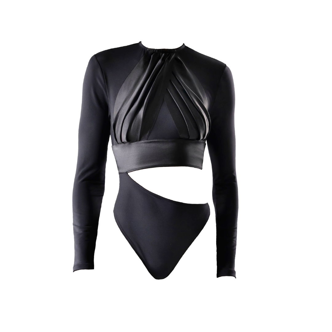 02.08 | Asymmetrical Backless Bodysuit | Silk Satin & Lycra